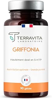 GRIFFONIA | Réduction du Stress et de l’Anxiété | Contrôle des Pulsions Sucrées | Gestion de l’Humeur | 90 Gélules Vegan | 668 mg par Dose | Made in France | Terravita