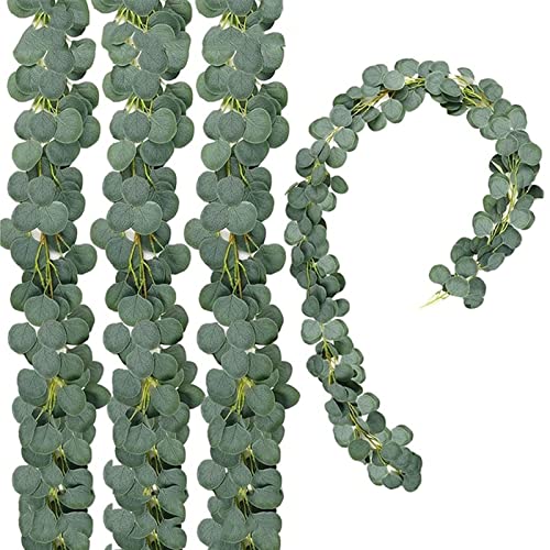 Paquet de 4 guirlandes d'eucalyptus artificielles et vigne verte dense