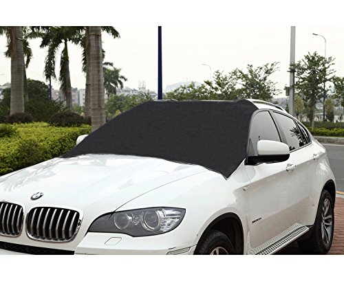 Cutequeen Premium Windshield Snow Cover and Sun Shade Protector-Windproof Magnetic Edges-Door Flaps-Sizes for All Vehicles-Covers Wipers - Ice,Snow,Frost Guard - No More Scrape!
