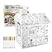 Kids Playhouse Doodle Drawing House Coloring, DIY 2.2 Pies De Altura Grande Cartón Para Colorear Manualidades Creativas Proyecto De Casa De Juegos Ensamblar, Decorar Y Personalizar Un Fuerte De Cartón