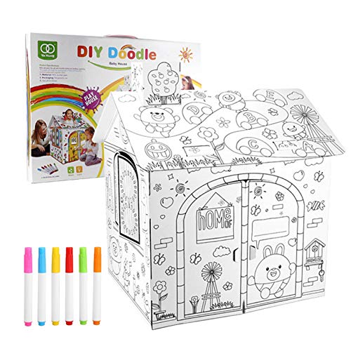 NAKELUCY DIY Cartón Grande para Colorear Artesanía Creativa Casa de Juegos, 2.2...