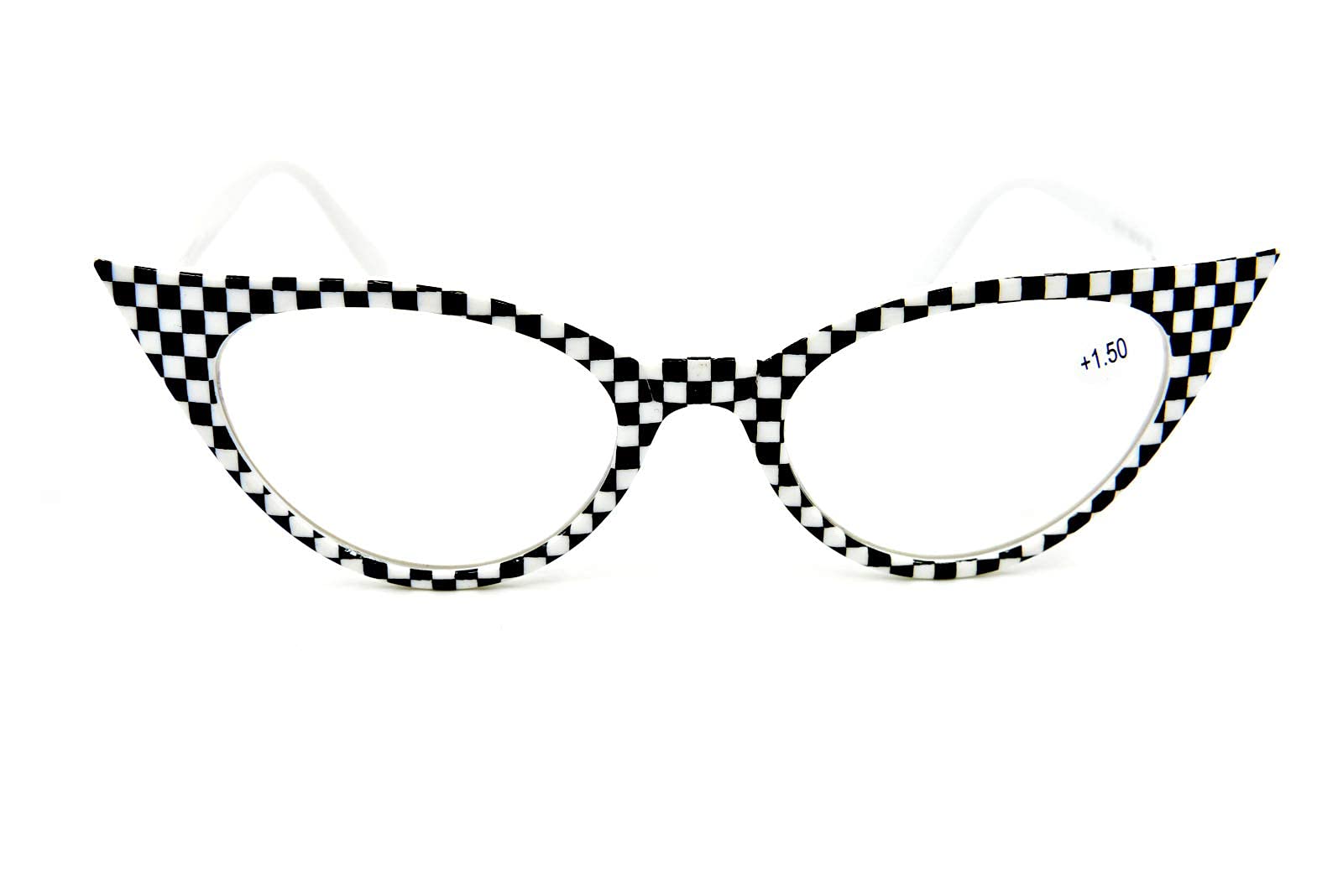 Fads & Fashions Unisex Houndstooth Cat Eye Reading Glasses Retro 1950S 1960S Vintage Fashion Metal Hinges Mt57 (, 1.0)