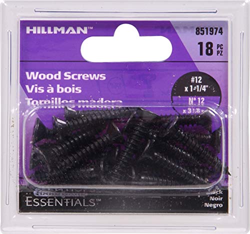 The Hillman Group 851974 Tornillo para madera 12 x 1-1/4 pulgadas Cabeza plana Phillips Acero acabado negro miniatura 2