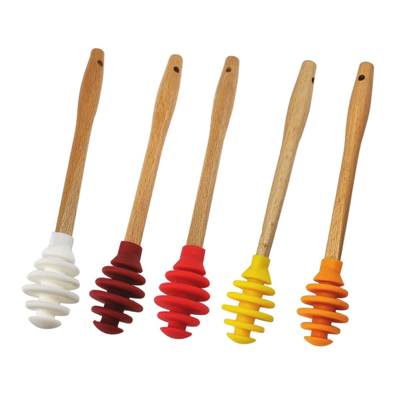 SOLUSTRE 5Pcs Silicone Honey Dipper Non Stick Syrup Stirrer for Honey Pot for Wedding Favors Home Baking and present Packaging