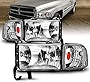 AmeriLite 1994-2001 Chrome Replacement Headlights Assembly w/Corner Light Set for Dodge Ram Truck 1500 2500 3500 - Passenger and Driver Side