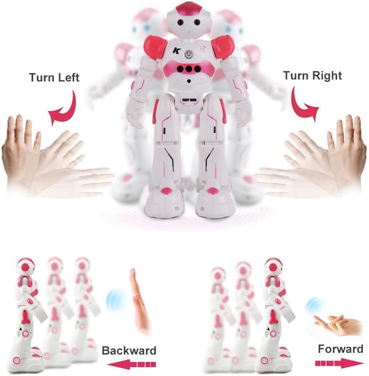 Vista 4 de Flyglobal Smart Remote Control Robot Toy for Kids, Rechargeable Interactive Gesture Sensing Smart RC Robot for Girls,Dancing Walking Music Robot