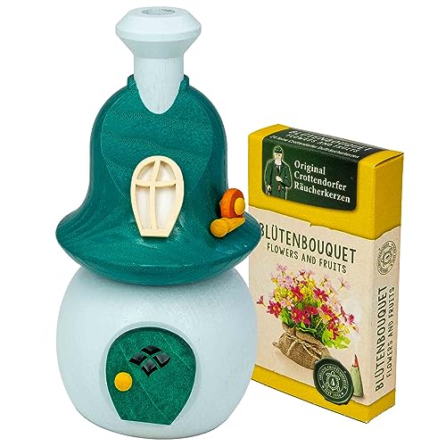 Seiffener Volkskunst | Räucherhaus aus Holz 13 cm | Frühling Sommer Herbst | Sommerfrische mit Schnecke
