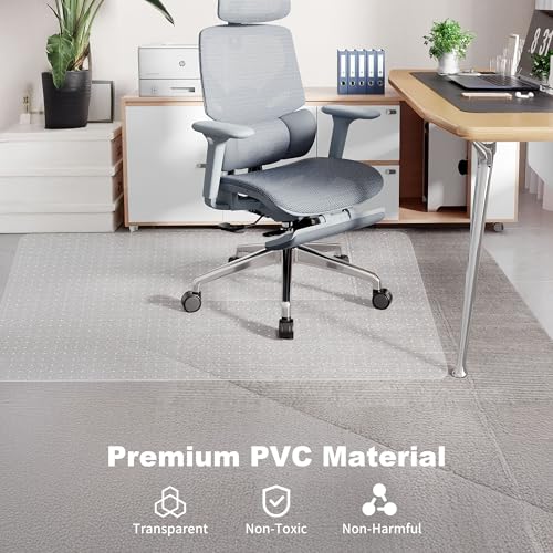 Cybstrax Office Chair Mat for Low Pile Carpet, 55\" x 32\" Rolling Computer Chair Mat for Carpeted Floors, Thick and Sturdy, Transparent Plastic Floor Mat for Office Chair on Carpet for Work & Home
