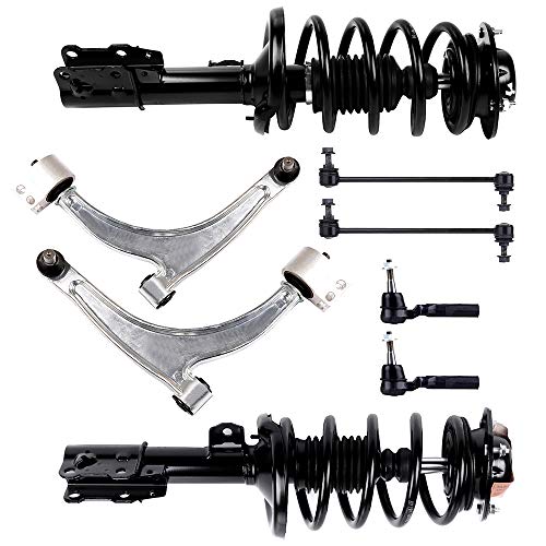 Cciyu Complete Suspension Kit Fits 04 05 06 07 08 09 10 11 12 For Chevrolet For Malibu Includes Strut Spring Assembly, Control Arm And Ball Joint Assembly, Stabilizer Bar Link Kit, Tie Rod End #TOP15