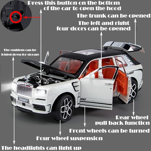 Auto de juguete Rolls-Royce Cullinan 1:24 Blanco miniatura 2