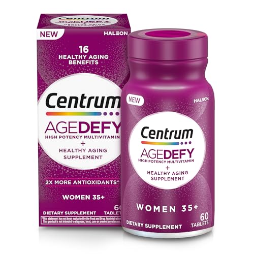 ​​​Centrum Age Defy for Women 35+ - High-Potency Multivitamin and Healthy Aging Supplement – Multivitamin with Resveratrol, and Niacin for NAD+ Level Support - Aluminum Bottle, 60 Tablets​