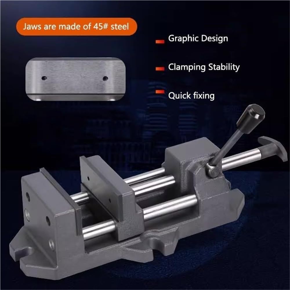 Heavy duty bench vise 6 inches, heavy quick clamping, one button push and pull, locking for workpiece processing, woodworking, cutting(4in)