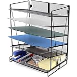 Veesun Desk Organizer,Desktop File Organizer, Letter Paper Tray Holder,6-Tier,Black
