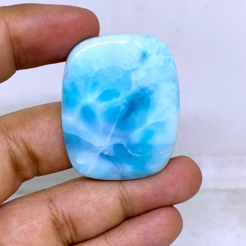 Larimar naturel cabochon rectangulaire de qualité gemme pour création joaillerie unique