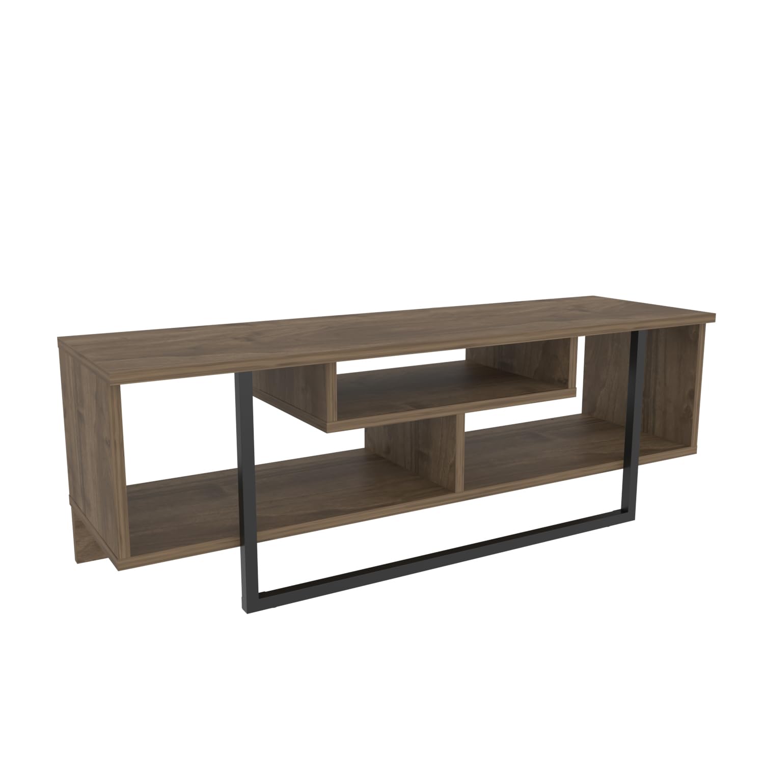DECOROTIKA Asal Meuble TV Moderne 120 cm avec Rangement – Support TV Design pour téléviseurs jusqu'à 55'' – Noyer et Noir