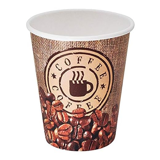 400 unidades taza de café premium,"café", cartón, 8 onzas, 200 ml/de resistente al calor "café" Taza con diseño de "granos". De 100% reciclable.