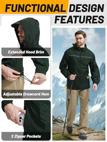 Image of SWISSWELL Mens Rain Jacket & Coats Packable Lightweight Waterproof Rain Shell Hooded for Golf Travel Hiking