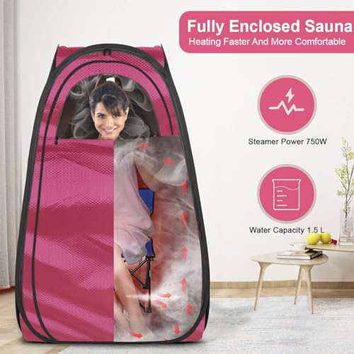 Image of Kawachi Portable Steam Cabin for Steam Sauna Therapy for Slimming and Beauty (Steam Generator not provided) (i88-Pink)