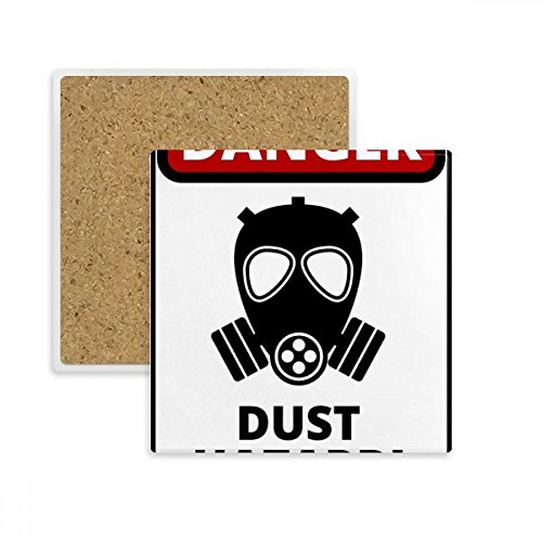 Coaster carré avec symbole danger poussière en pierre absorbante DIYthinker