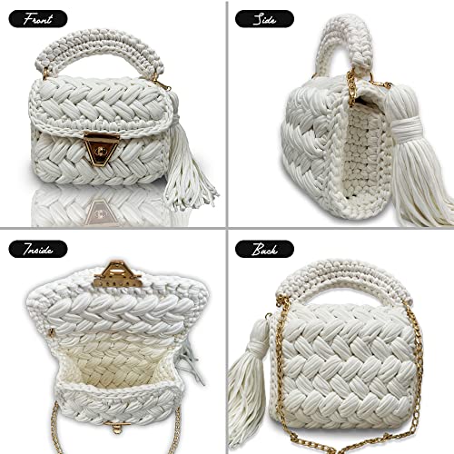 Image of Evening Clutch Bag for Women, Handmade Crochet Wedding Party Purse, Small Flap Formal Crossbody Handbag Evening Clutch