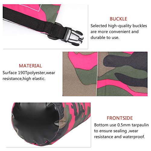Bolsa seca impermeable 2L/5L/10L/15L/20L/30L, diseño roll top para mantener el equipo seco para kayak, rafting, bote, natación, camping, senderismo, playa y pesca con funda impermeable gratuita para teléfono (Rojo rosa, 2L) miniatura 3
