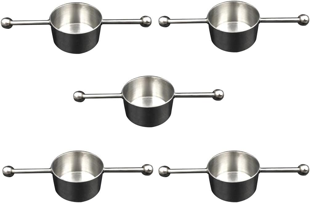 Stainless Steel 30ml Cocktail Blender Cup Set of 5 - Bartender's Tool with Scale, Metal Measuring Cup for Mixing Drinks at Bar, Home, and Coffee Shops