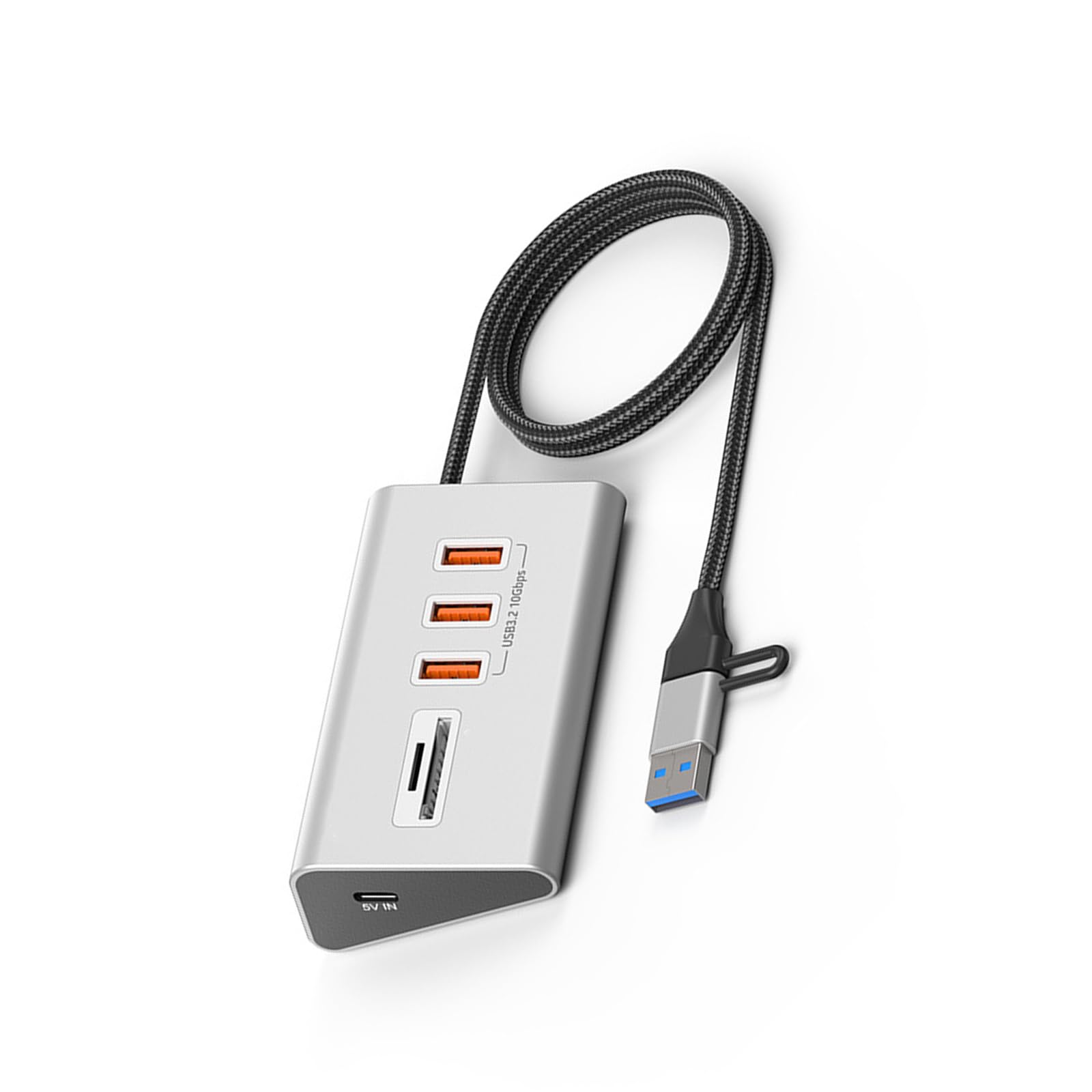 Hub USB 3.2 di tipo C ad alta velocità 10Gbps Multiport Adapter Card Reader per laptop Design in lega di alluminio Mozzi USB C Multiport in alluminio