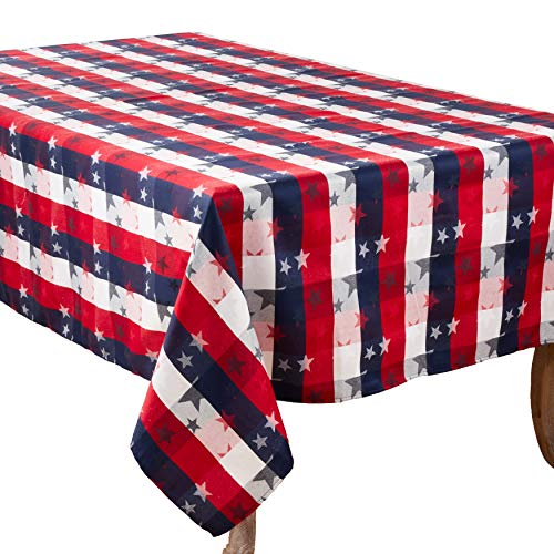 Fennco Styles Checkered Stardom Collection - Mantel tradicional de mezcla de algodón a cuadros, 70 x 104 pulgadas, mantel multicolor para banquetes, vacaciones natinales, eventos especiales y