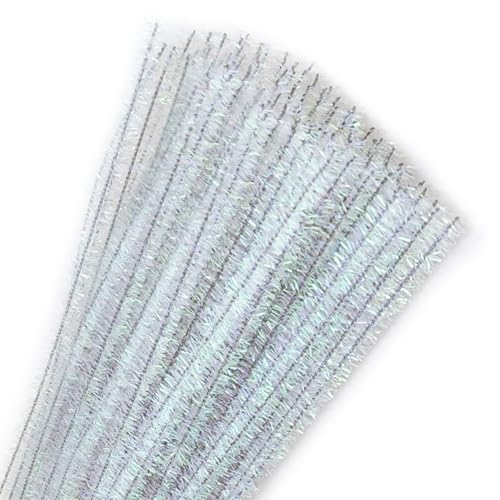 100 Stück Glitzer Pfeifenreiniger,Chenilledraht,Pfeifenputzer zum Basteln Glitzer,30cm Lang und 6mm Breit Bunt Biegeplüsch Weihnachten Lametta Pfeiffenputzerdraht,für Basteln,Weihnachtsdeko,DIY