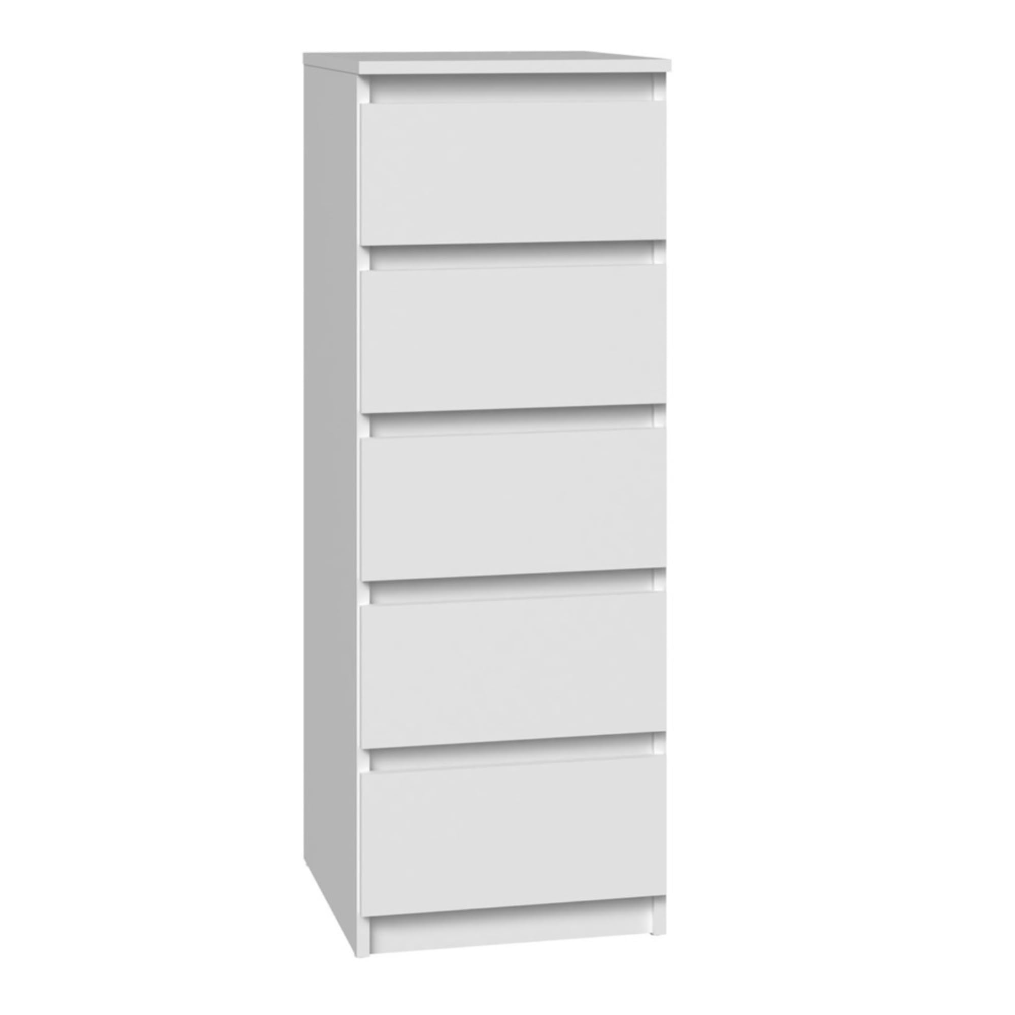 Home Collective Cassettiera bianca con cinque cassetti, camera da letto, corridoio, comodino, armadio, credenza, credenza, larghezza 40 cm, altezza 111 cm