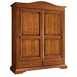  milani home armadio due ante in legno massiccio tinta noce in arte povera stile classico cm 180 x 67 x 225 h