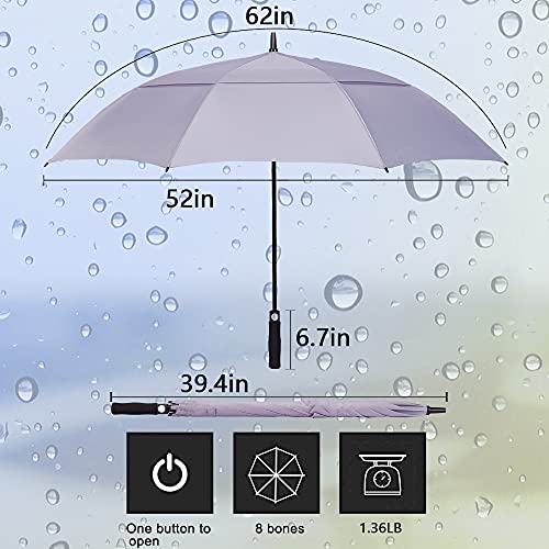 Nooformer 62 Inch Automatic Open Windproof Waterproof Golf Umbrella Extra Large Oversize Double Canopy Vented Rain Stick Umbrellas For Men Women Multiple Colors #TOP1