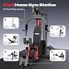 Equipo de gimnasio en casa con pila de peso de 148 LB, máquina de cuerpo completo para jalón lateral, press de pecho, extensión de piernas y entrenamiento de fuerza, equipo de fitness multifunción 8