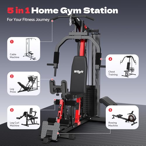 Home Gym Workout Equipment 148LB Weight Stack, Full Body Workout Machine for LAT Pulldown, Chest Press, Leg Extension & Strength Training, Multi Function Fitness Equipment - Image 3