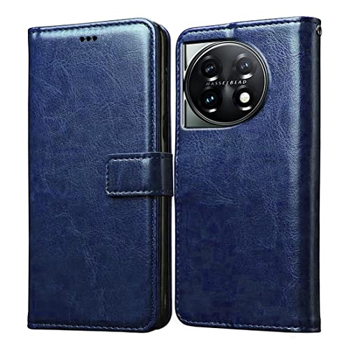 Image of Flip Cover Back Case for OnePlus 11 5G / 11R 5G | Premium Leather Finish | Inbuilt Pockets & Stand | Flip Cover Back Case for OnePlus 11 5G / 11R 5G (Blue)