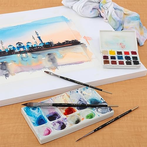 New York Central Oasis Synthetic Brush - Assorted Set of 5 - Handmade in Germany, Professional Watercolor Brushes with Ergonomic Handle, Soft, Absorbent Bristles for Artists by New York Central - Image 4