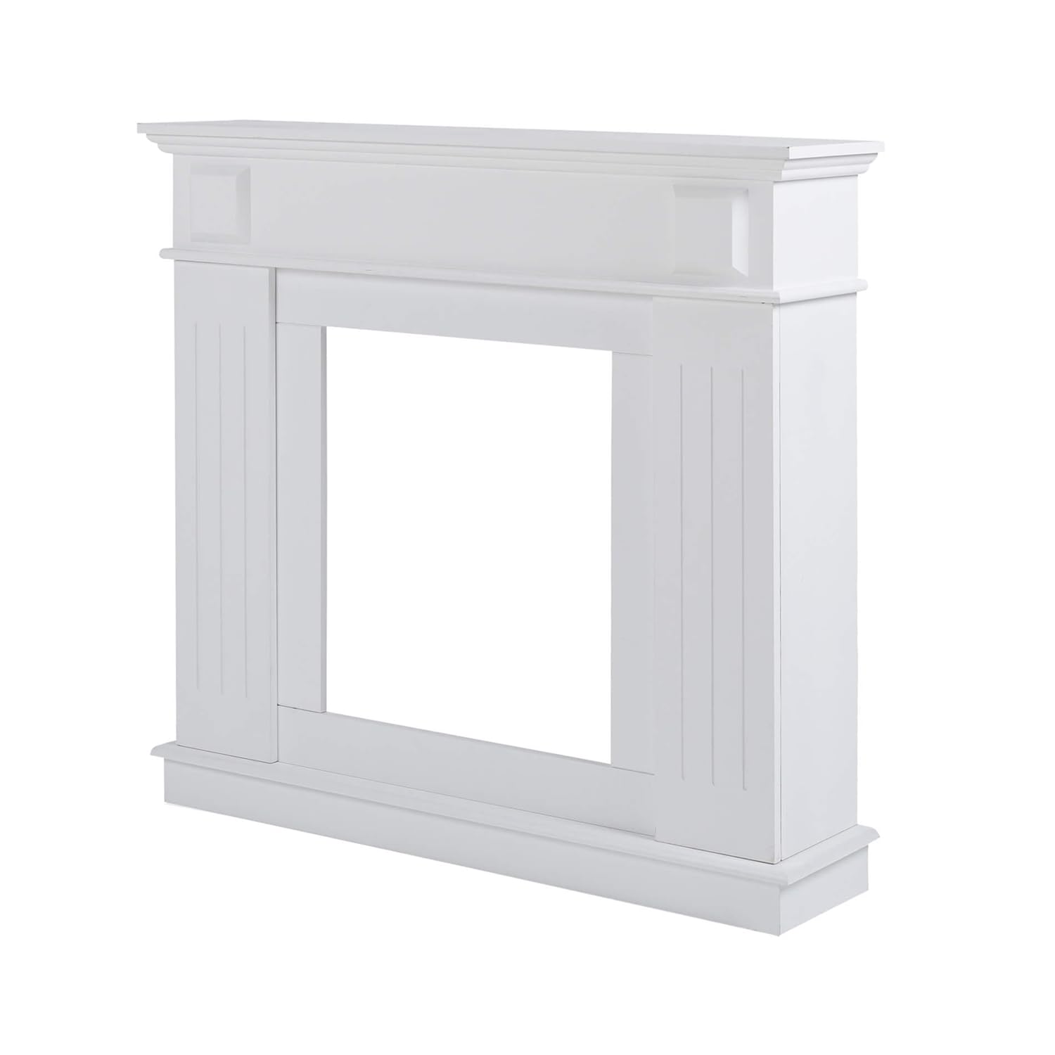 Rebecca Mobili Cornice decorativa caminetto, decorazione camino bianca, di legno, stile tradizionale, per soggiorno - Misure 100 x 109 x 26 cm (HxLxP) - RE4800