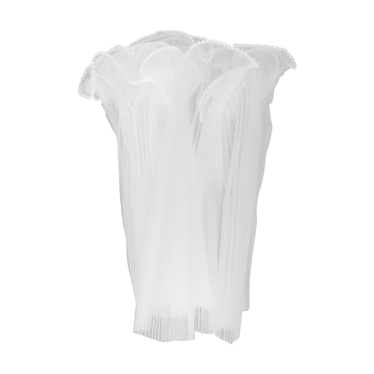 Lotsdonxia White Floral Bouquet Wrap Paper, Waterproof Mesh With Ribbon Pearl Bead Edge, Florist-Grade Wrinkled Texture Paper For Weddings, Diy Crafts & Gift Packaging (11"X144")
