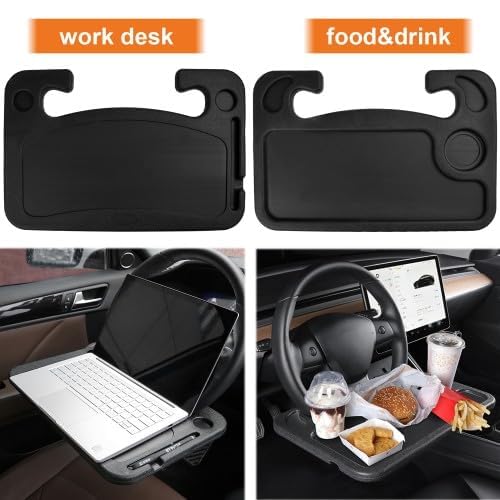 Auto Lenkrad Schreibtisch, Multifunktionaler Tragbare Lenkrad Tisch, Essen Lenkrad Schreibtisch, Lenkrad Computer Tisch, Laptop Tablett Auto Esstisch Organizer, für die Meisten Fahrzeuge Lenkräder