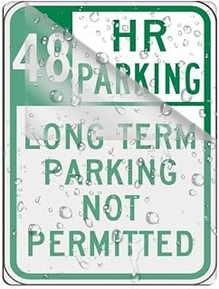 Wall Acrylic Signs With 3M Tape Adhesive For Office, Home, Store, Restaurant, No Drilling 8X6 Inch 48 Hour Parking Long Term Parking Not Permitted Sign