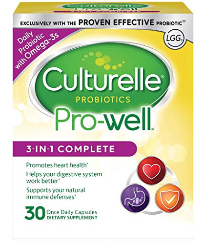 Culturelle Pro-Well 3-in-1 Complete Daily Formula, Once Per Day Dietary Supplement, Contains 100% Lactobacillus GG –The Most Clinically Studied Probiotic, Plus Omega 3's, 30 Count