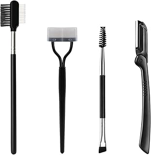4 Pieces Eyebrow Brushes, Eyebrow Shaver, Tweezers Eyelash Brushes, Eyelash Separator Comb, Double End Eyebrow Brush, for Eyebrow and Eyelash Comb