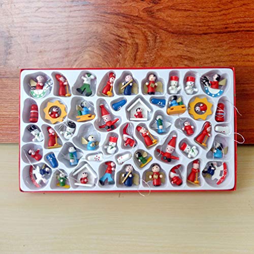 Toyvian 48 Pçs/Set Boneca de Madeira de Natal Diy Pintada à Mão Pequeno Fantoche de Ãrvore de Natal