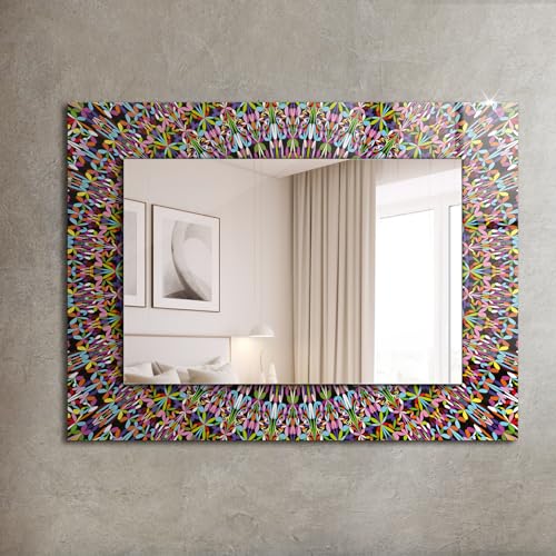 Miroir mural rectangulaire avec cadre graphique pour illuminer une pièce - 3