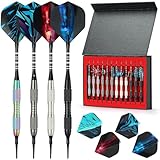 Soft Tip Darts Set with Gift Box Dart Case Professional Darts Plastic Tip with 100 Dart Tips 12 Shafts 24 Flights Tool Kit Flight Protectors for Electronic Dart Board