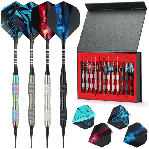 Soft Tip Darts Set with Gift Box Dart Case Professional Darts Plastic Tip