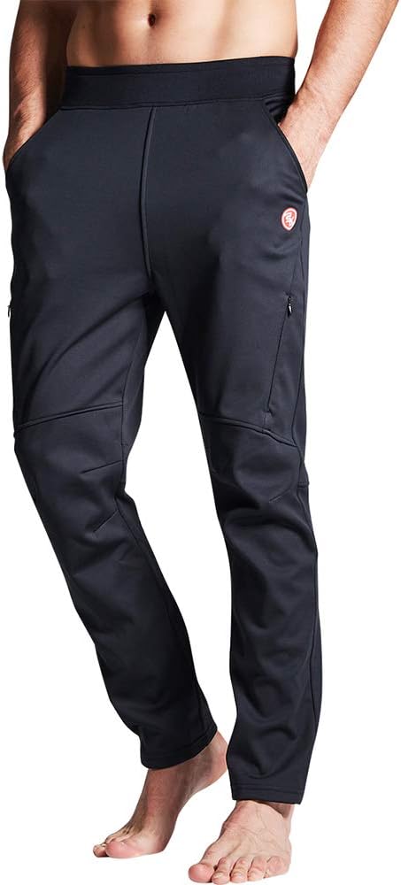 Souke SportsMen's Winter Cycling Pants, Windproof Fleece Thermal Bike Pants, Breathable Athletic Sweatpants for Running