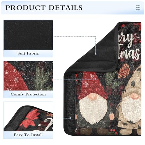 Image of Checkered Christmas Floral Gnomes Seat Belt Cover Pad 2 Pcs Soft Cute Seatbelt Covers Protector Support Head Neck Shoulder Strap for Car Seats High Chair Backpack for Adults Kids Women Men 10x7