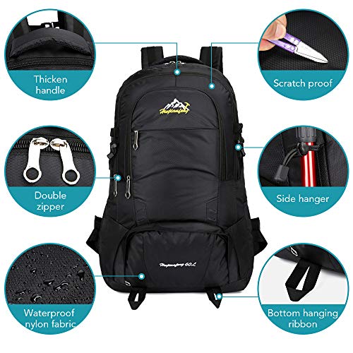 Tomshin Mochila 60L para acampamento ao ar livre Mochila para trekking à prova d'água de grande cap