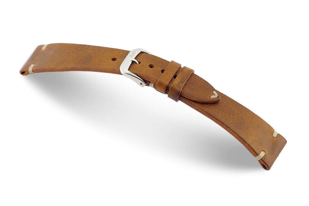 RIOS1931 Herren Uhrenarmband Bedford Mod. 159 Echt Vintageleder Breite 20 mm Länge 114/82 mm Farbe Cognac